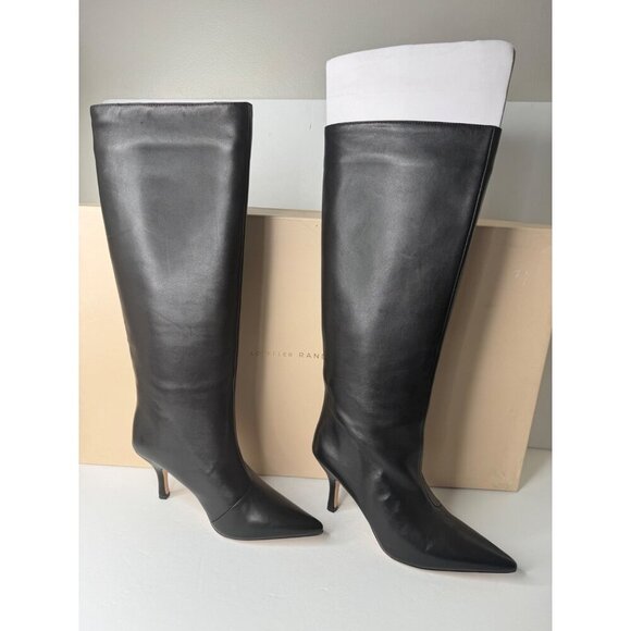 Loeffler Randall Whitney Tall Black Leather Boots Kitten Heel Size 6 NEW - Picture 2 of 6